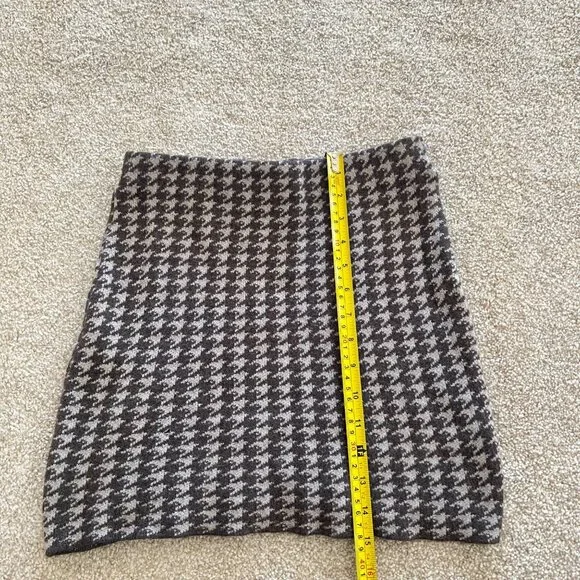 Y2K Versatile Houndstooth Tube Top Mini Skirt Light & Dark Gray Knit Stretch - Picture 8 of 8